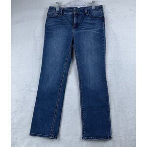 Chico's So Lifting Straight Leg Jeans Women's Size 8P Mid Rise Medium Wash Blue